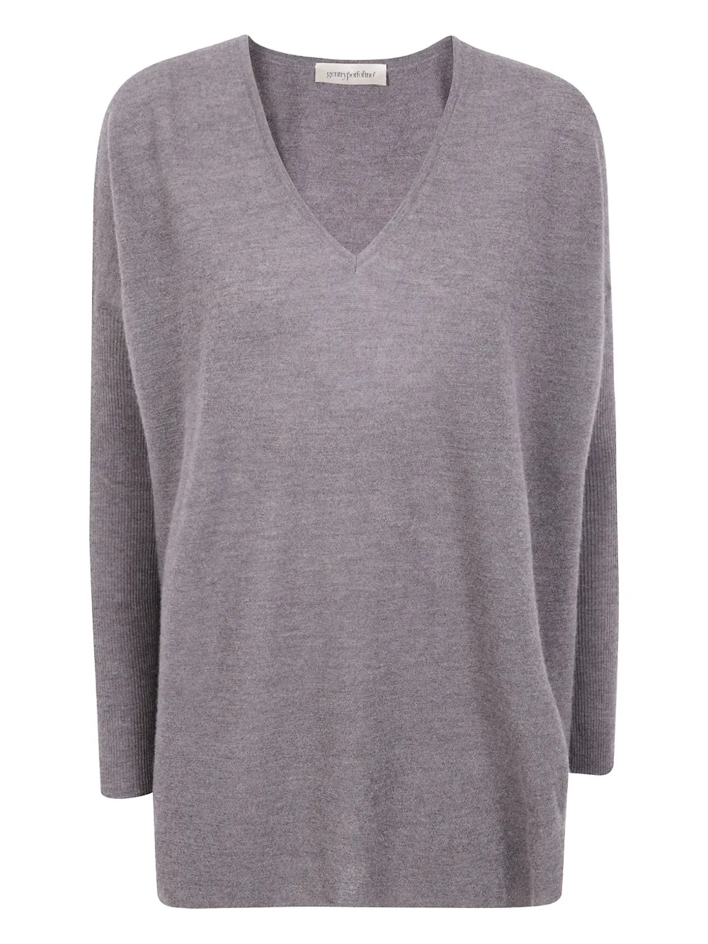 Gentry Portofino V-neck ribbed sweater | Grey | Image 1