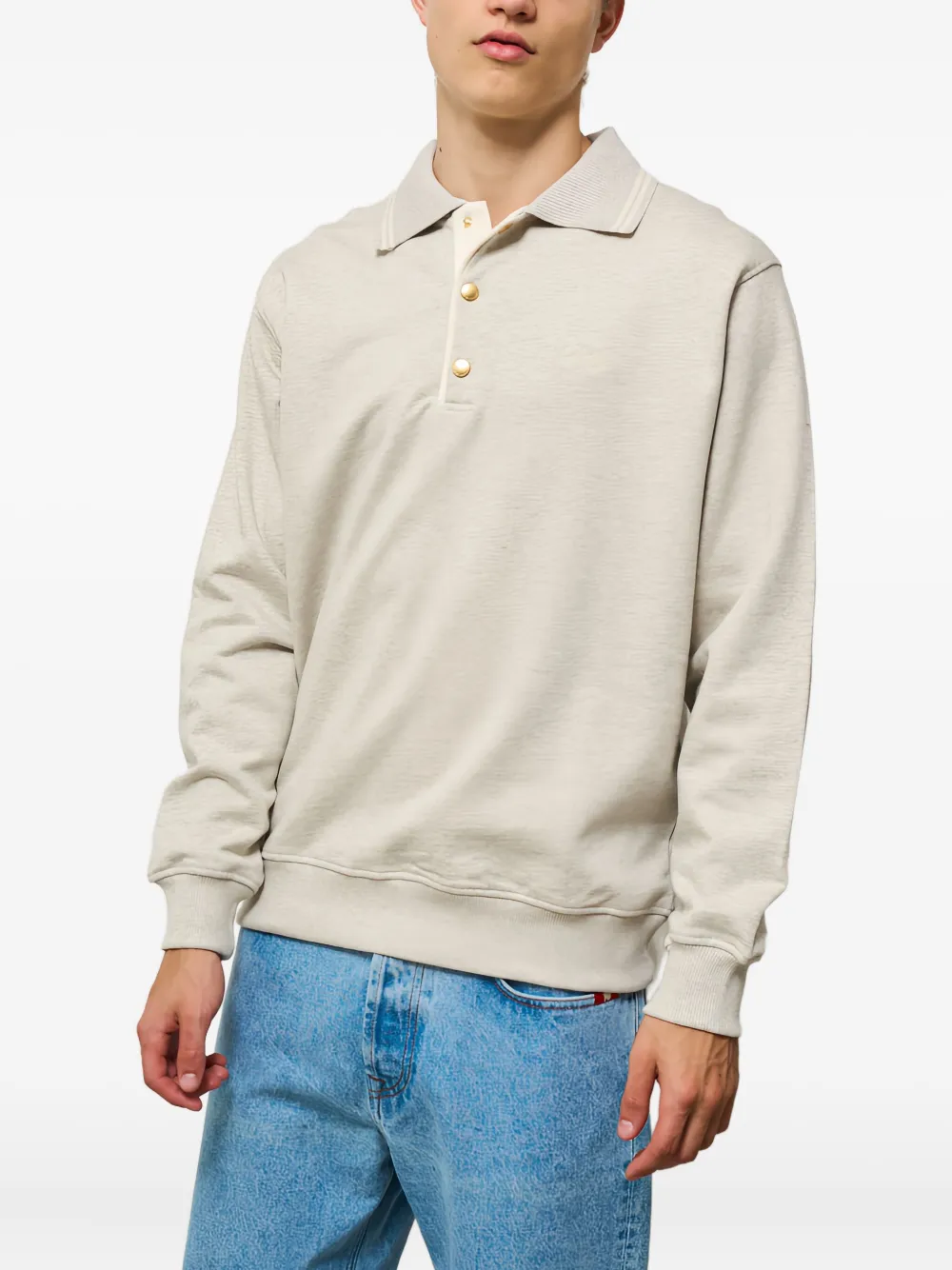 Drôle De Monsieur Poloshirt met lange mouwen Beige