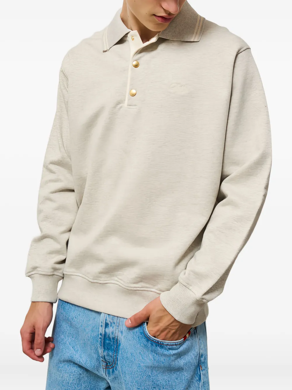 Drôle De Monsieur Poloshirt met lange mouwen - Beige