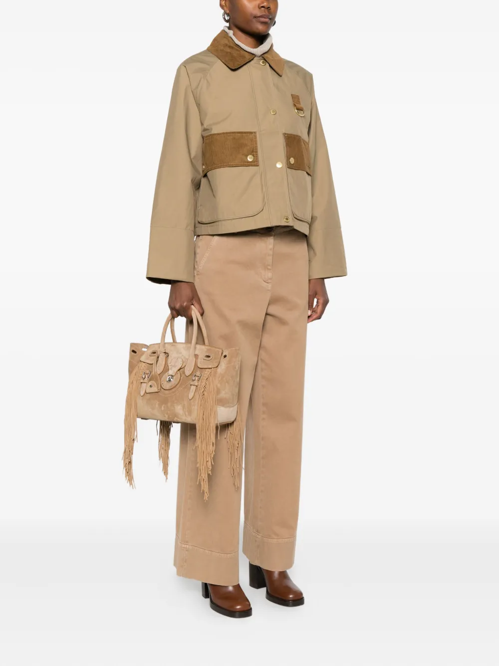 Polo Ralph Lauren Ricky Fringe-suede Tote Bag In Neutral