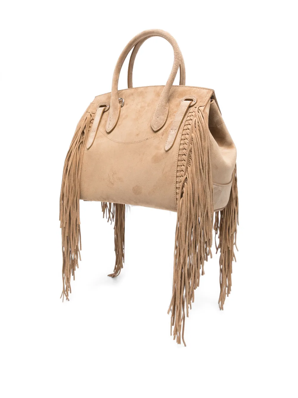 Polo Ralph Lauren Ricky Fringe-suede Tote Bag In Neutral