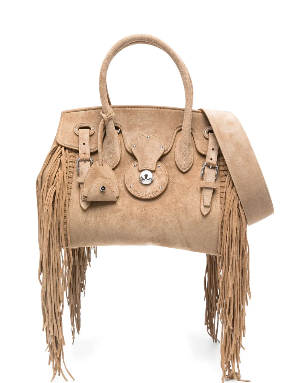 Polo Ralph Lauren Ricky Fringe-suede Tote Bag In Neutral