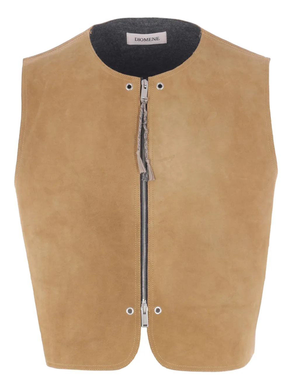 Diomene suede double-slider zip vest | Brown | Image 1