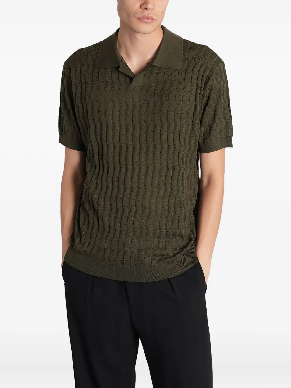 Emporio Armani playera tipo polo texturizada | verde | Image 1