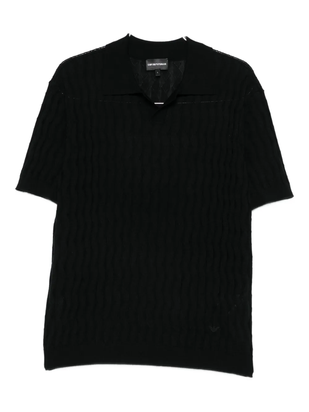 Emporio Armani textured polo shirt Zwart