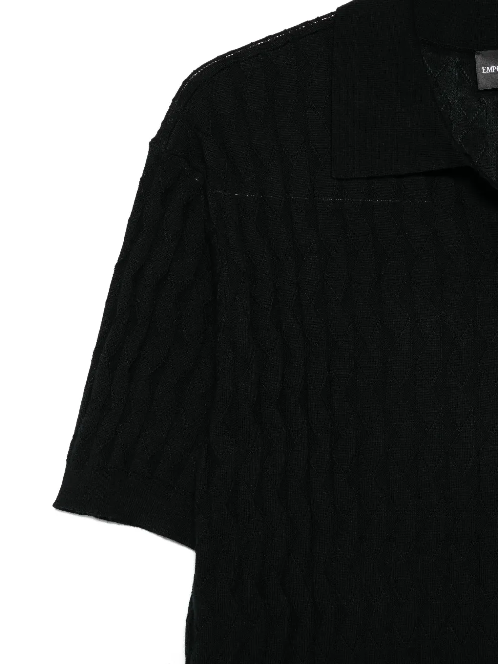Emporio Armani textured polo shirt Zwart