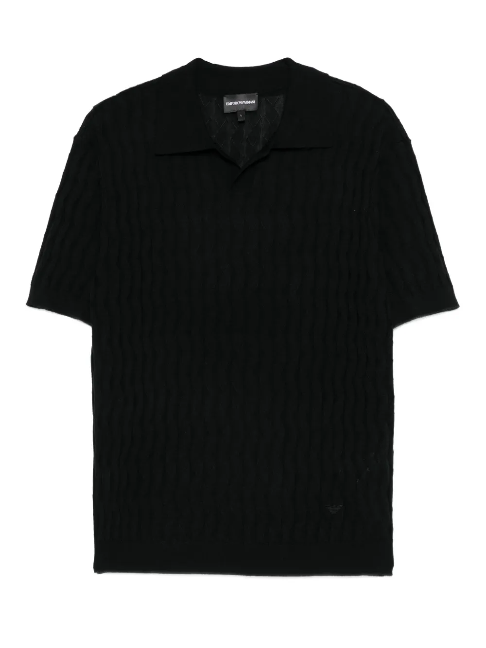 Emporio Armani textured polo shirt | Black | Image 1