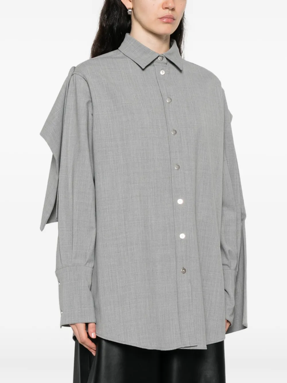 The Latest Sleeve Button-front Shirt In Gray