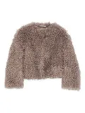 Tagliatore teddy-textured jacket - Brown