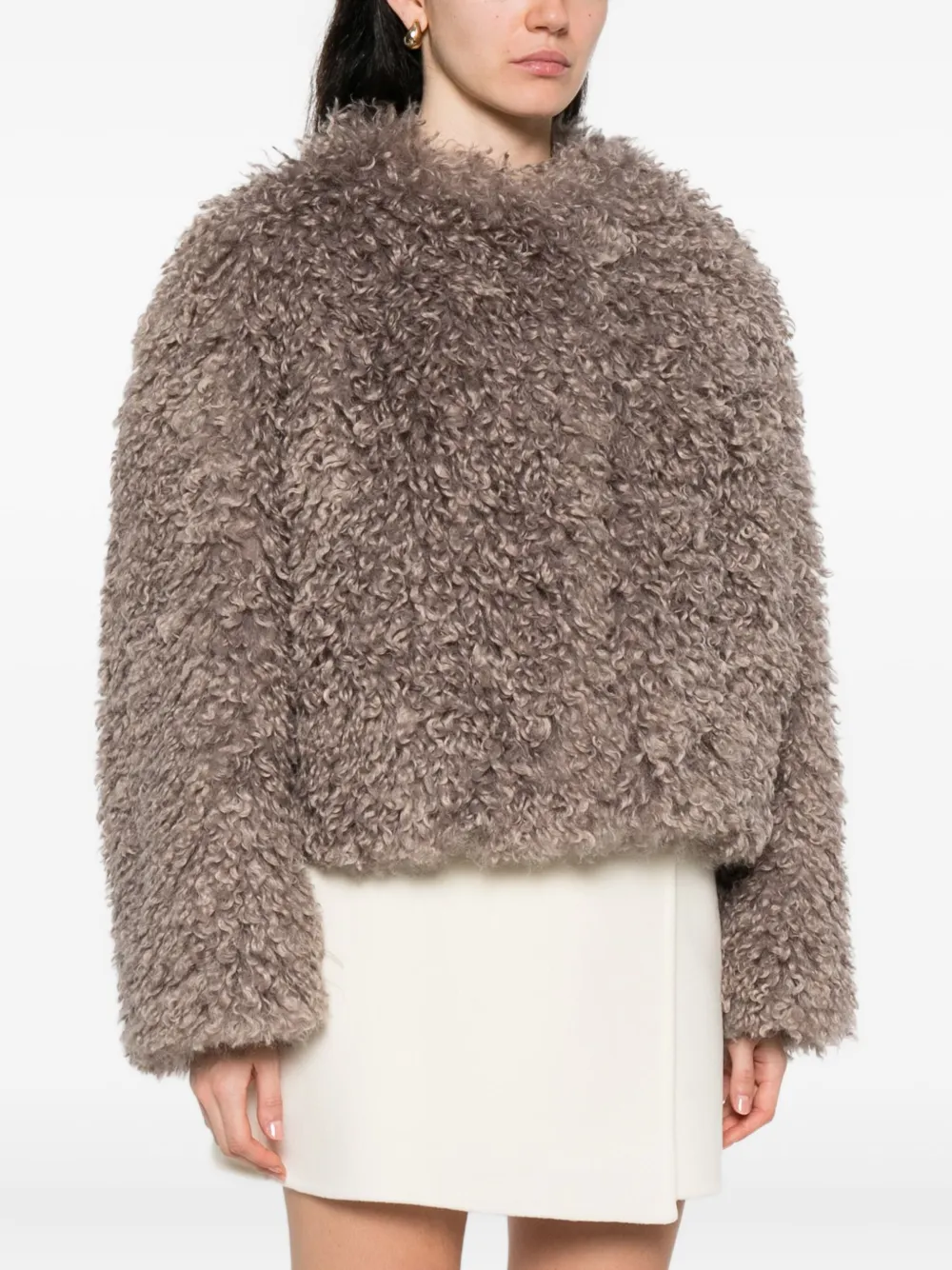 Tagliatore teddy-textured jacket Beige