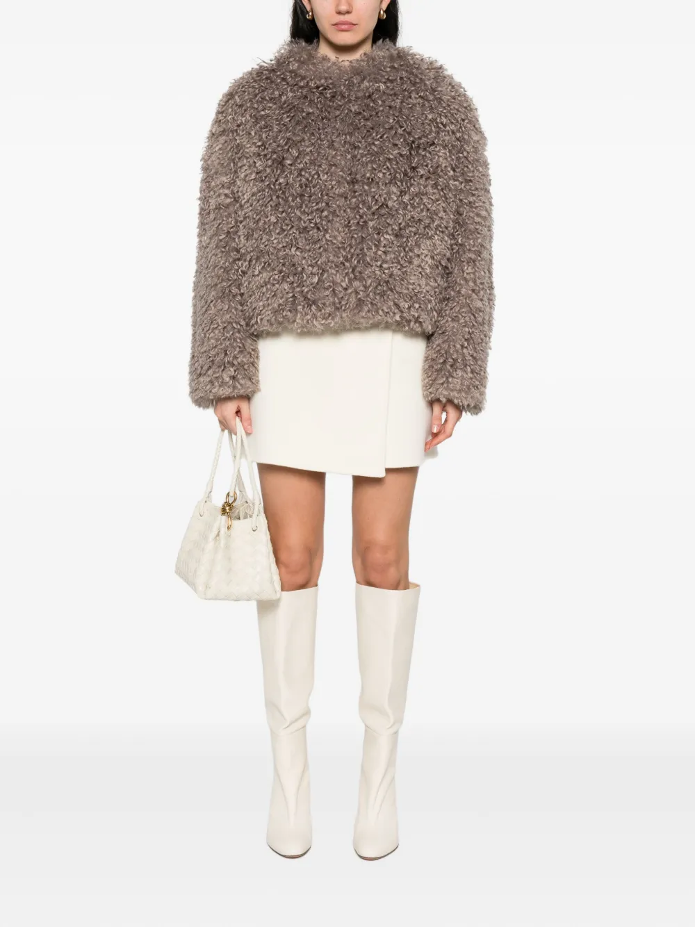 Tagliatore teddy-textured jacket Beige