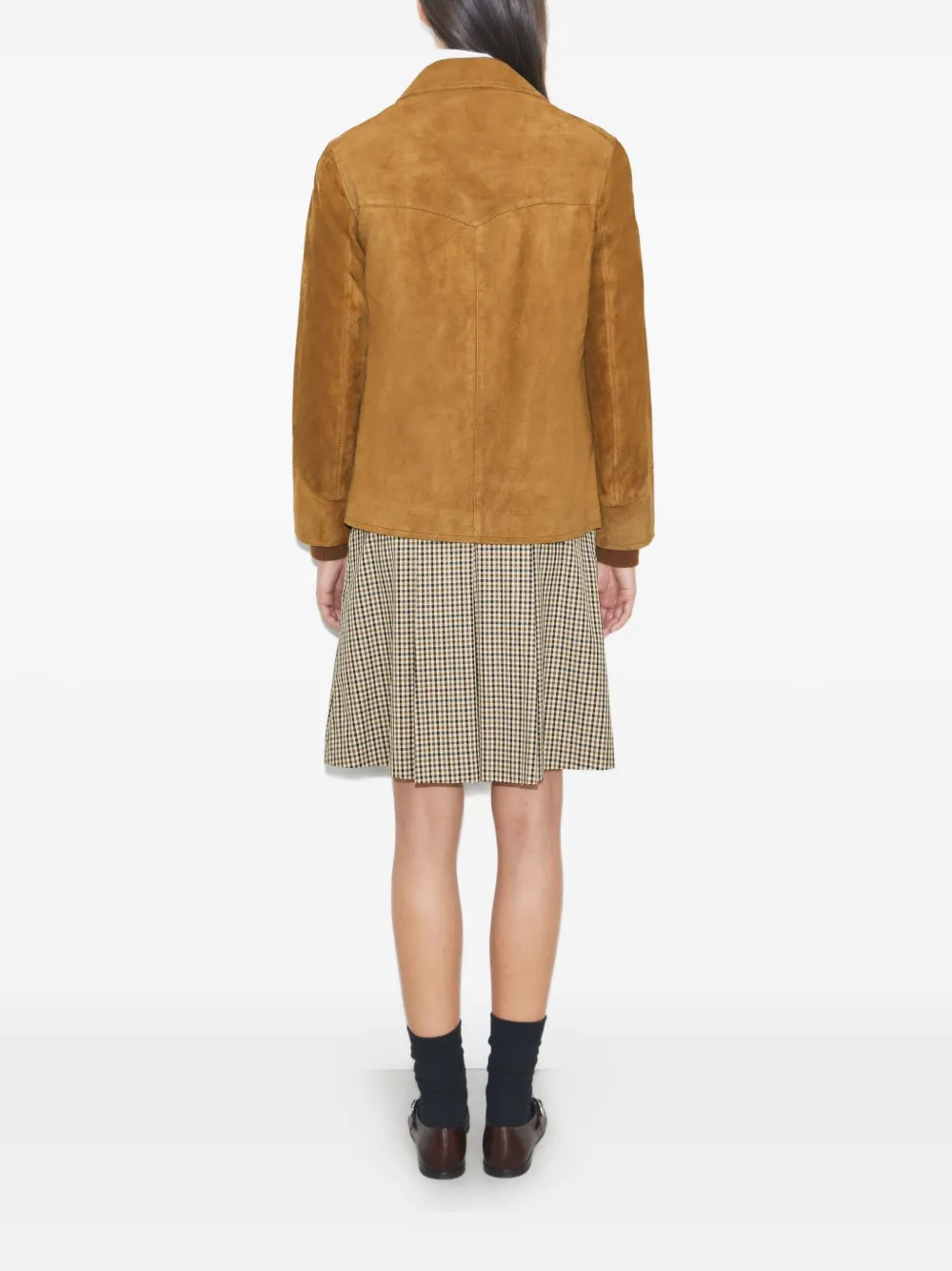 Tory Burch Single-breasted Suede Blazer In Brown