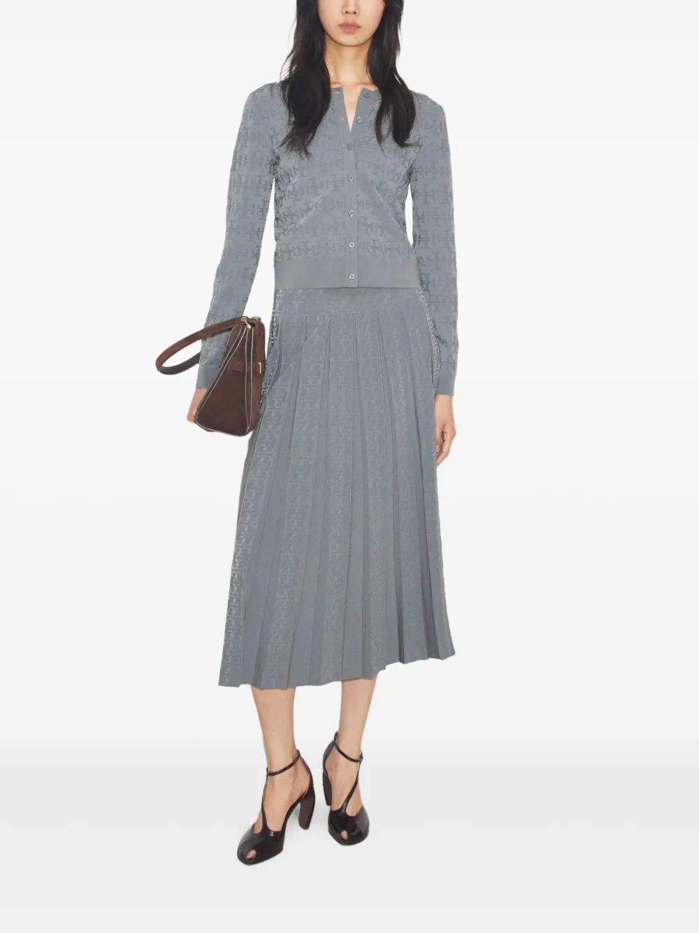 Tory Burch Midi-plooirok met T-monogram - Grijs