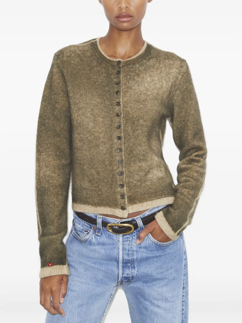 Tory Burch Round-neck Cardigan In Green