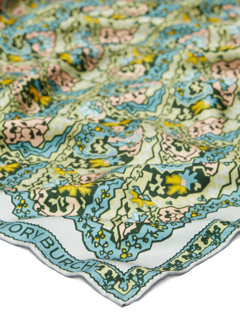 Tory Burch Dream Paisley-pattern Square Scarf In Green