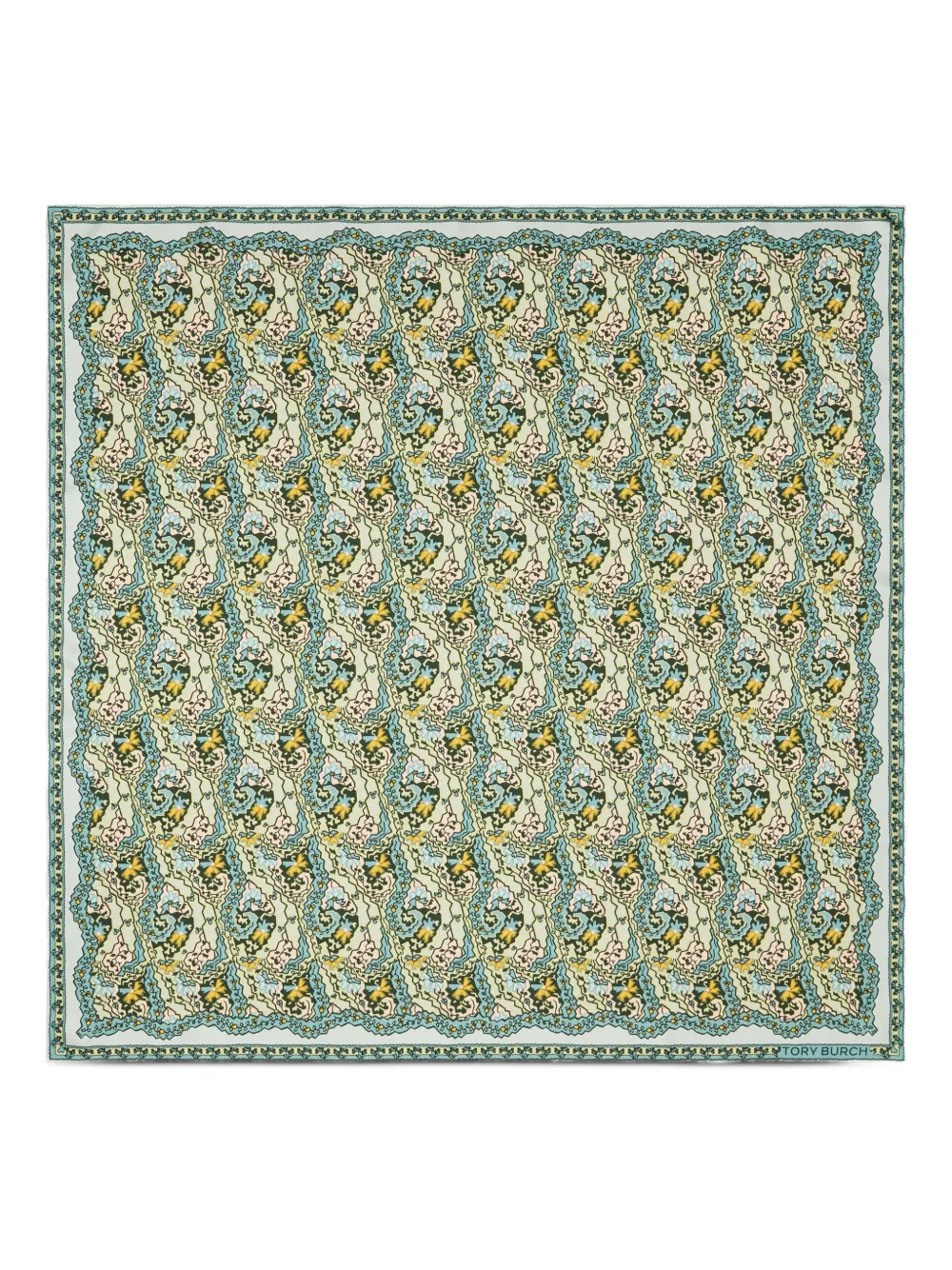 Tory Burch Dream Paisley-pattern Square Scarf In Green