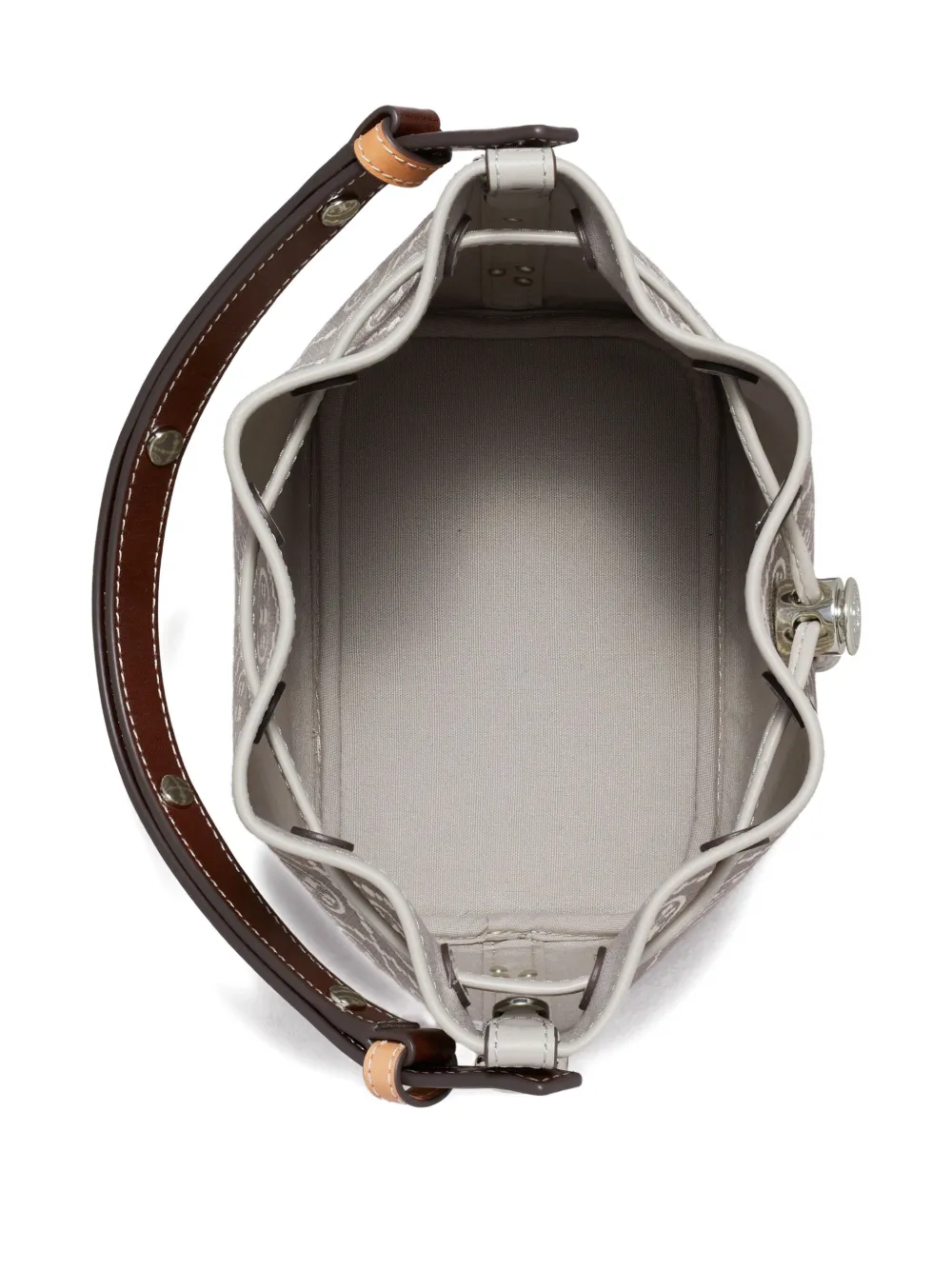 Tory Burch Monogram Bucket Bag In Gray