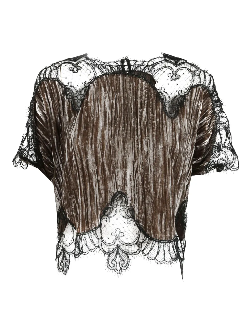 Costarellos top de terciopelo con encaje | marrón | Image 1