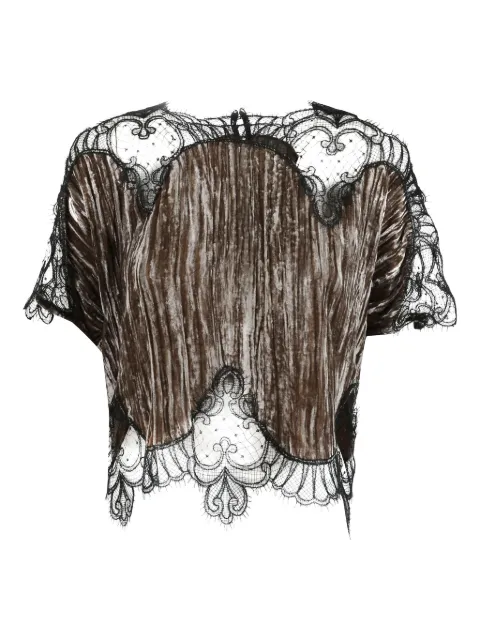 Costarellos top de terciopelo con encaje