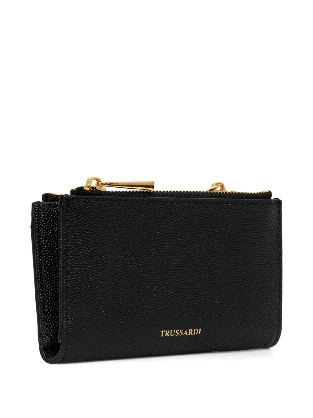 Trussardi logo-stamp leather wallet - Zwart