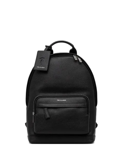 Trussardi Mochila de couro com placa de logo
