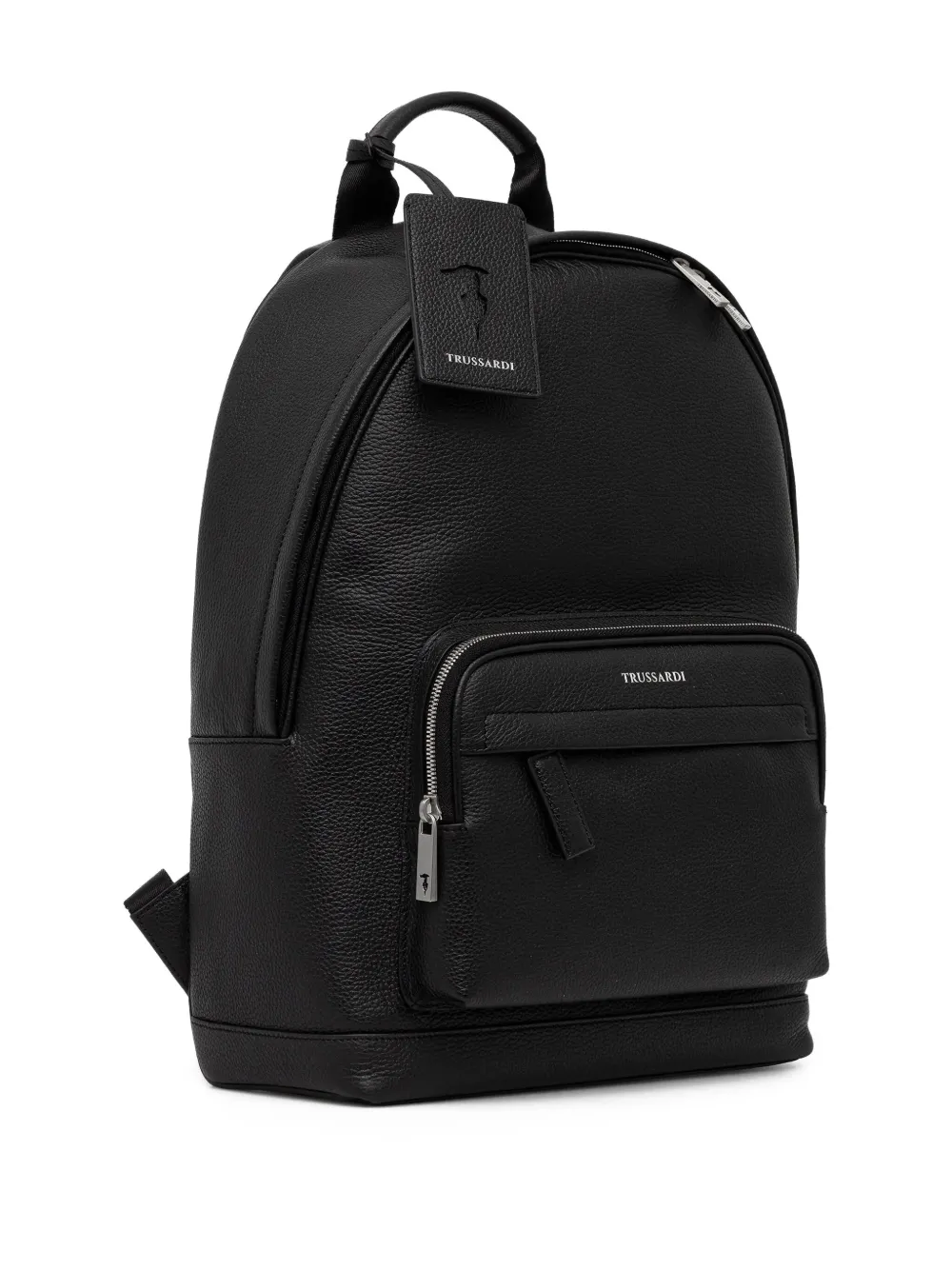 Trussardi Mochila de couro com placa de logo | Preto | Image 1