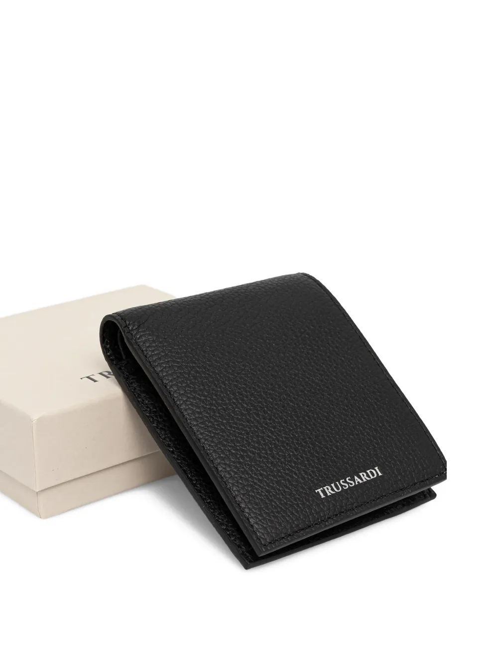 Trussardi Cartera leren portemonnee met logo Zwart