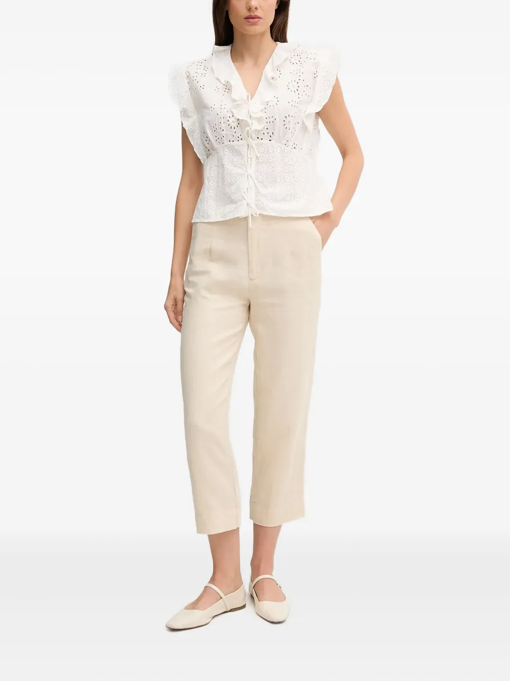 Pedro Del Hierro Top met ruches-detail - Wit