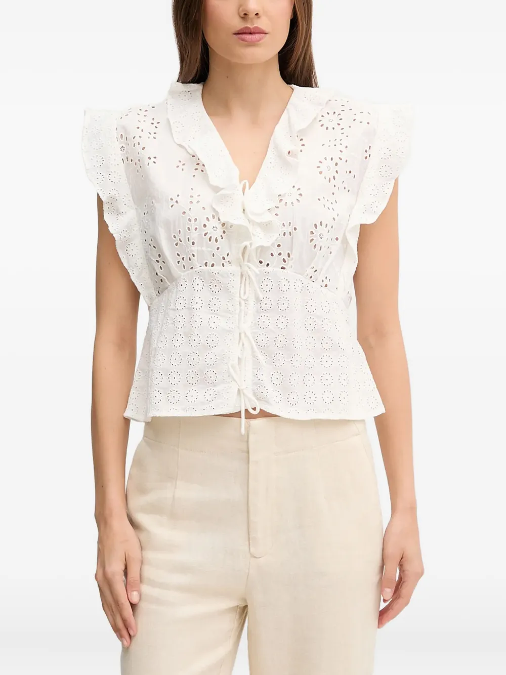 Pedro Del Hierro ruffle-detail top | White | Image 1