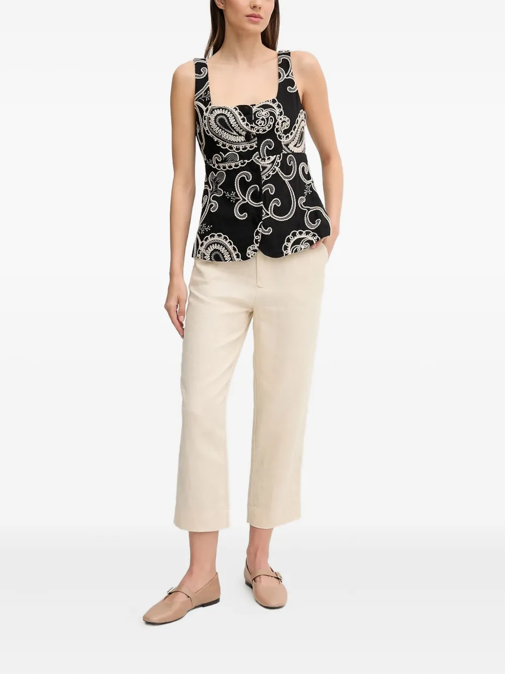 Pedro Del Hierro Cropped Linen Trousers In Neutral