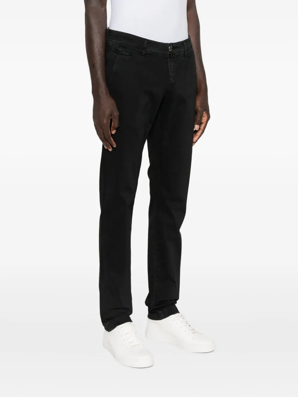 Jacob Cohen Button-fly Cotton Trousers In Black