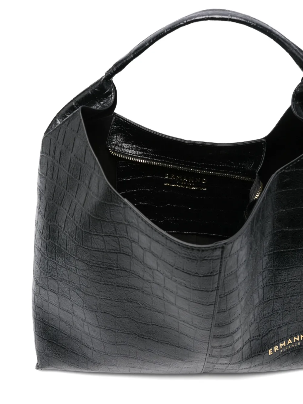 Ermanno Firenze Coco Print Hobo Tote Bag In Black