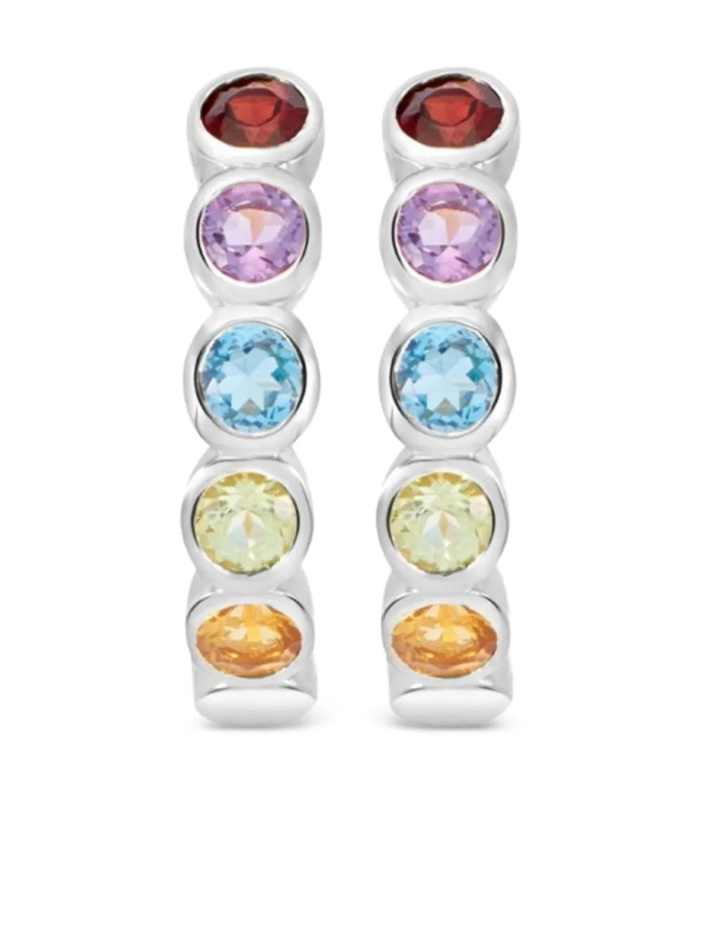 Dower & Hall Tutti Frutti Rainbow Gemstone Huggie Hoops Earings In Metallic