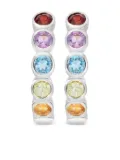 DOWER AND HALL Tutti Frutti rainbow gemstone huggie hoops earings - SILVER