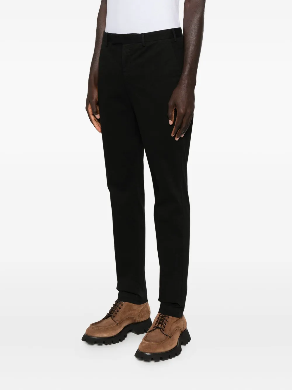 Pt Torino Cotton Straight-leg Trousers In Black