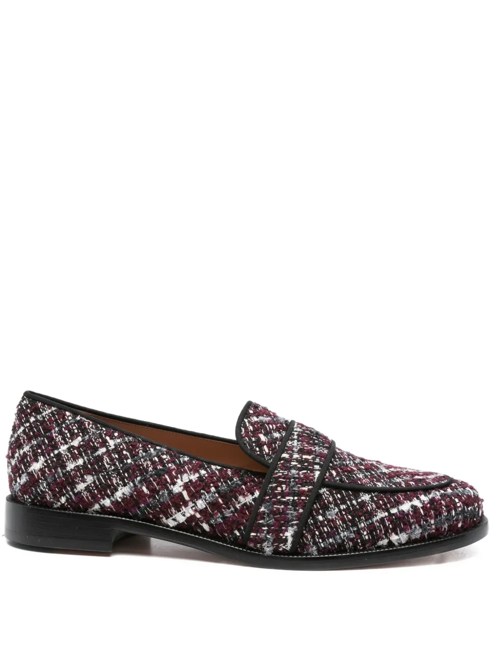 Aquazzura tweed check loafers Red