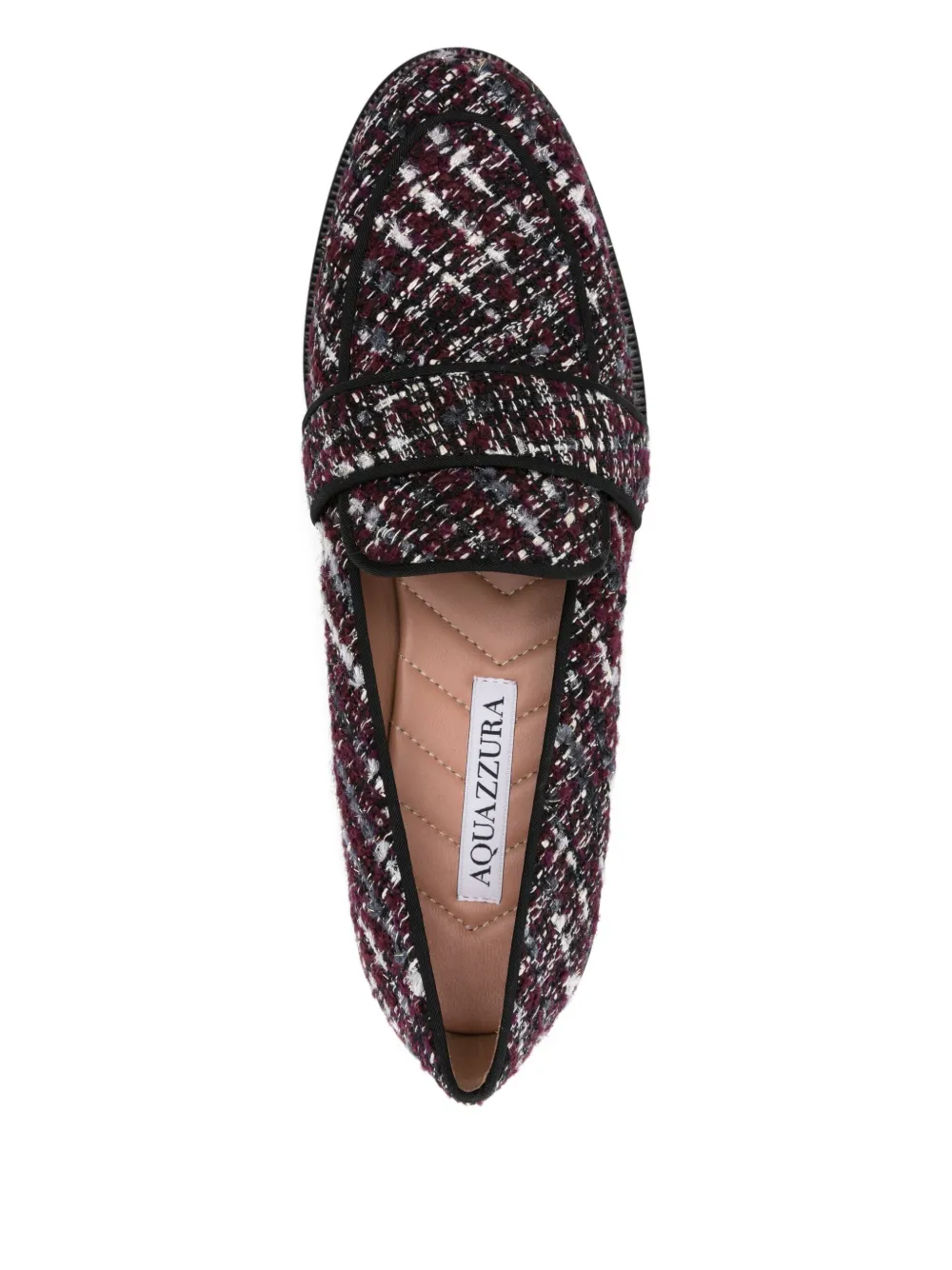 Aquazzura tweed check loafers Red