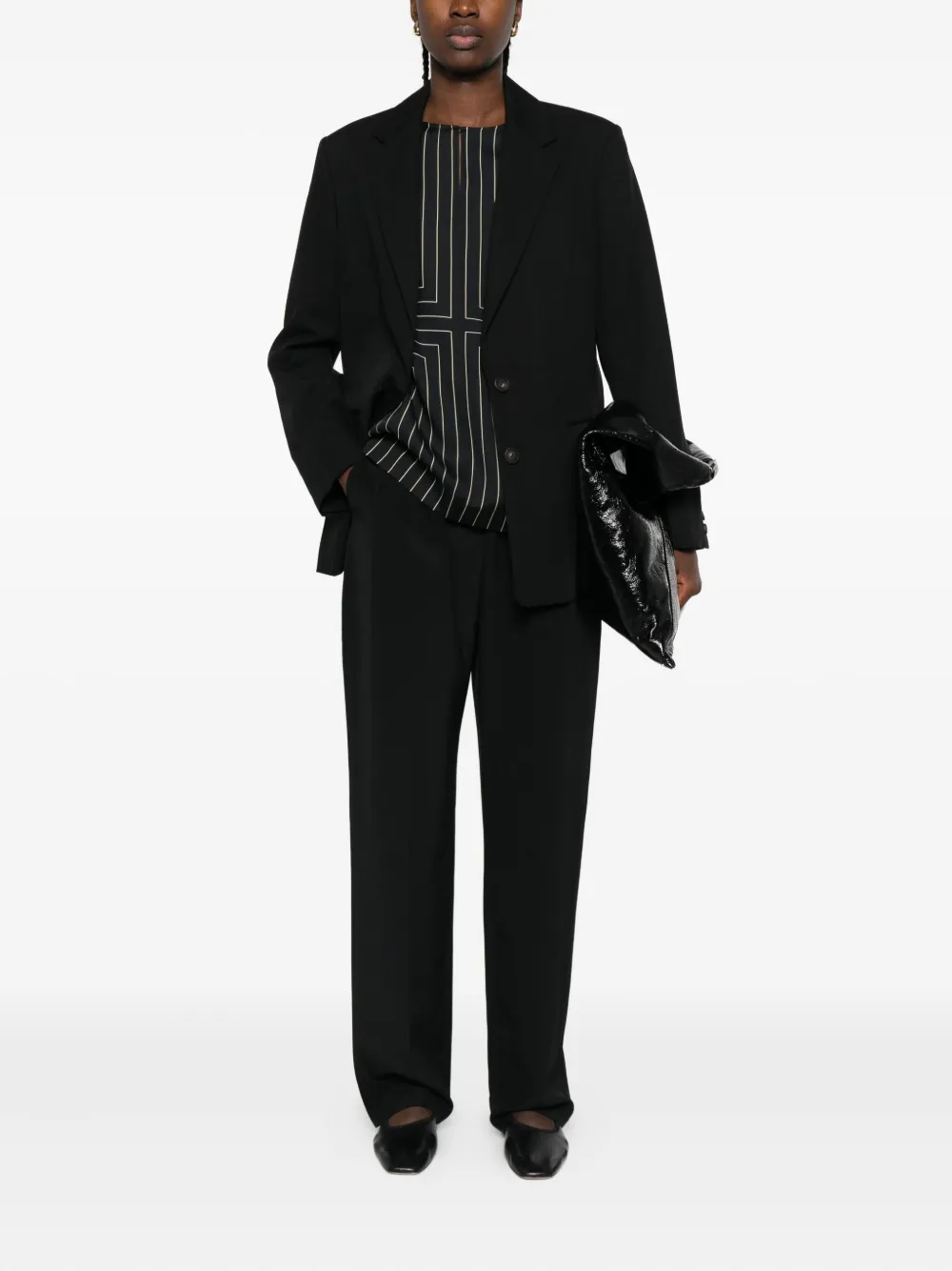 Vince button-fastening cotton jacket Zwart