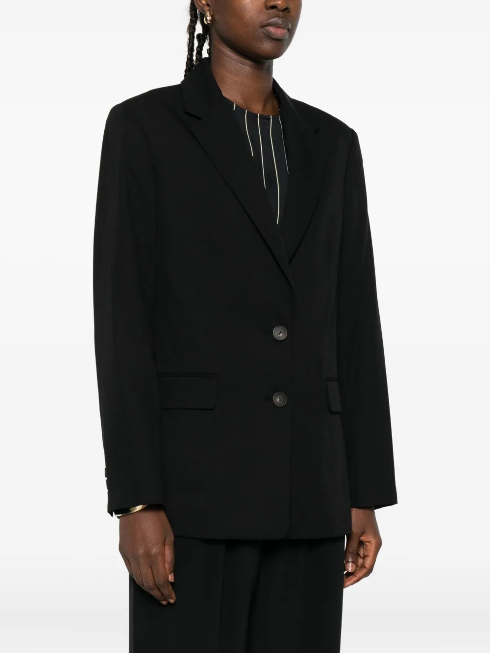 Vince button-fastening cotton jacket Zwart