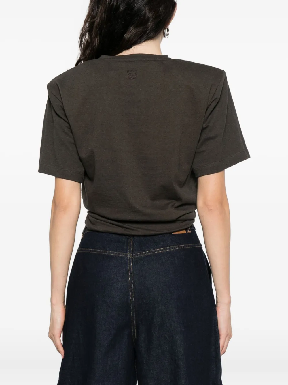 Magda Butrym T-shirt met rozendetail en korte mouwen Grijs