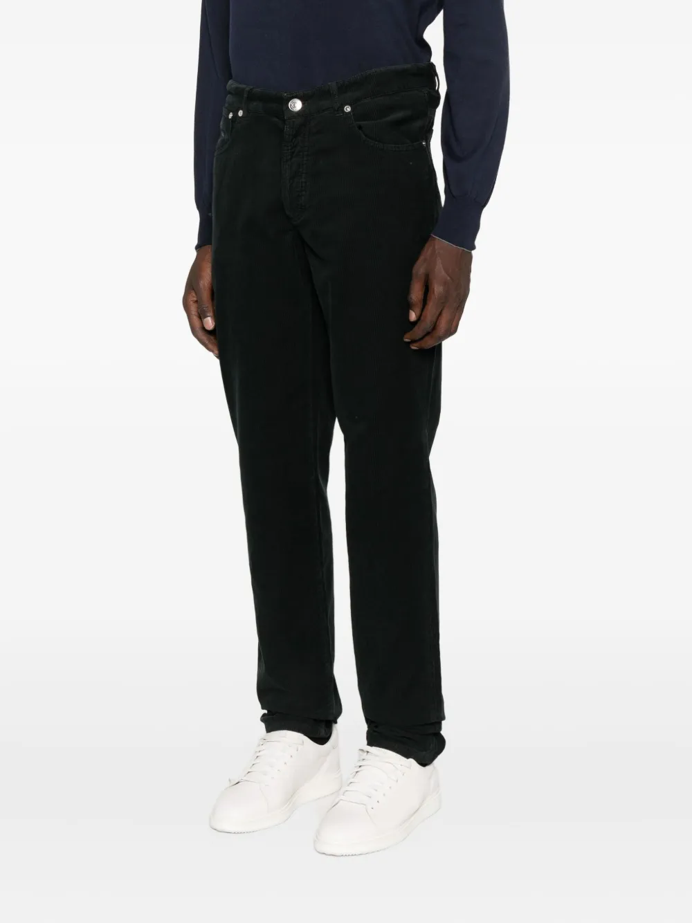 Brunello Cucinelli Straight-leg Black Trousers With Subtle Stitching In Black