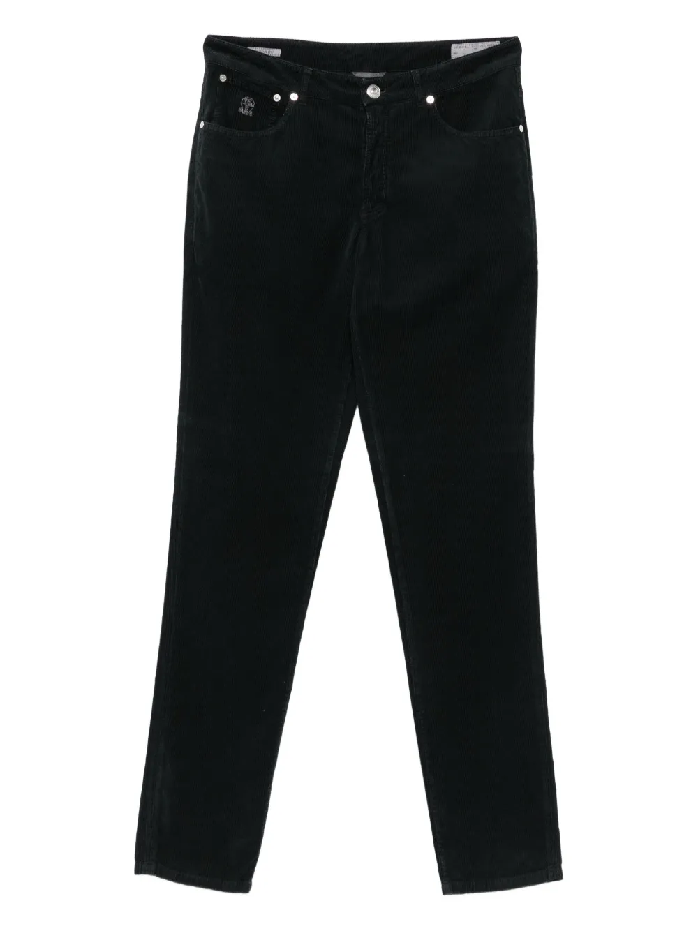 Brunello Cucinelli Straight-leg Black Trousers With Subtle Stitching In Black