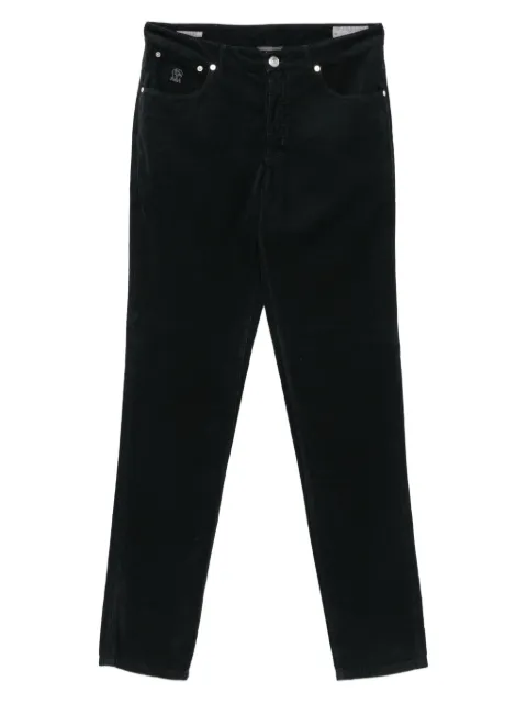 Brunello Cucinelli logo-embroidery corduroy trousers