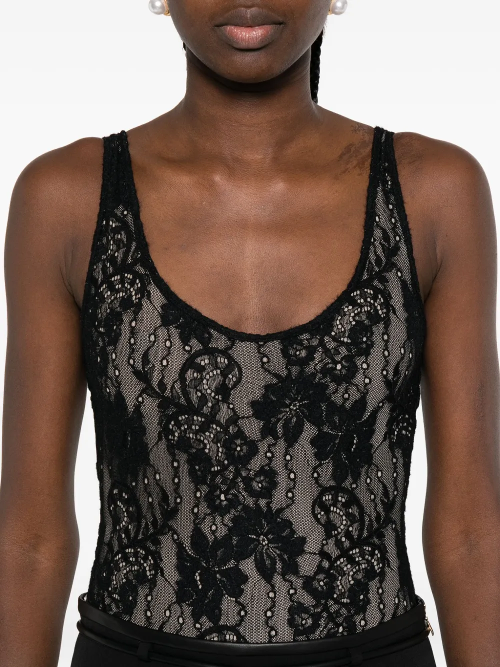ZIMMERMANN Body met bloemenkant Zwart