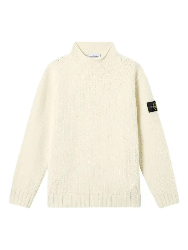 24AW【新品】STONE ロゴ タートルネック ニット セーター Stone Island タートルネック セーター | ニュートラル | FARFETCH JP
