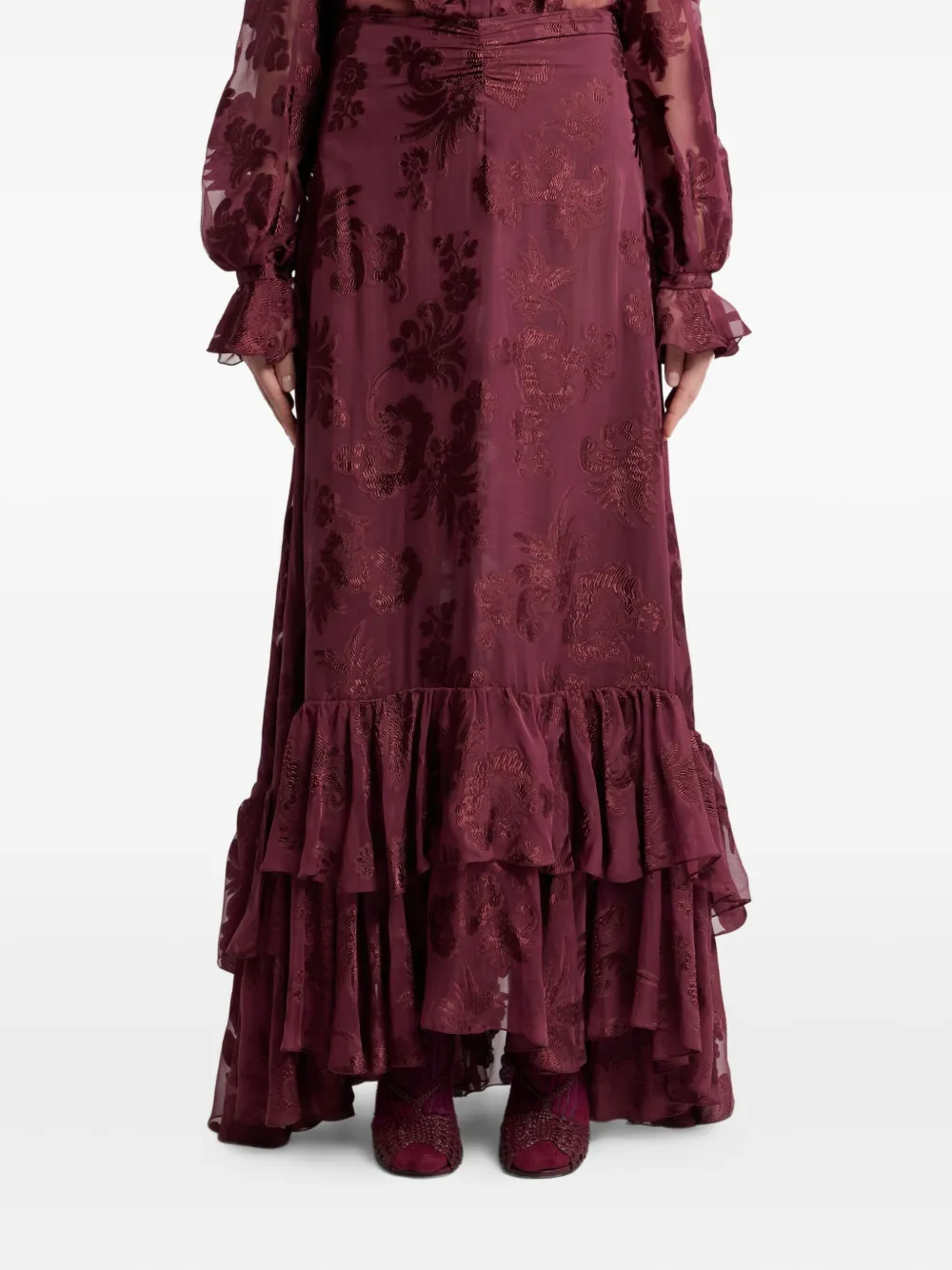 ETRO Maxi-rok met bloemenprint en ruches Rood