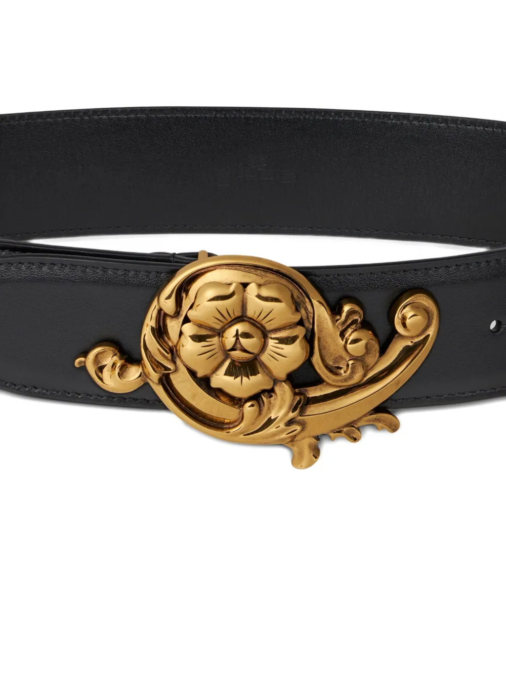 ETRO floral-buckle leather belt - Zwart