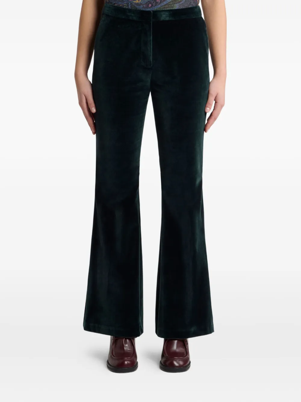 ETRO Fluwelen flared broek Groen