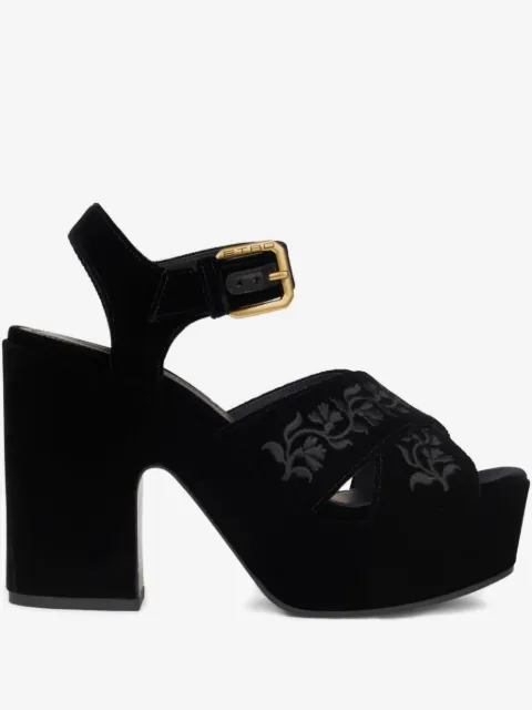 ETRO velvet platform sandals with embroidery