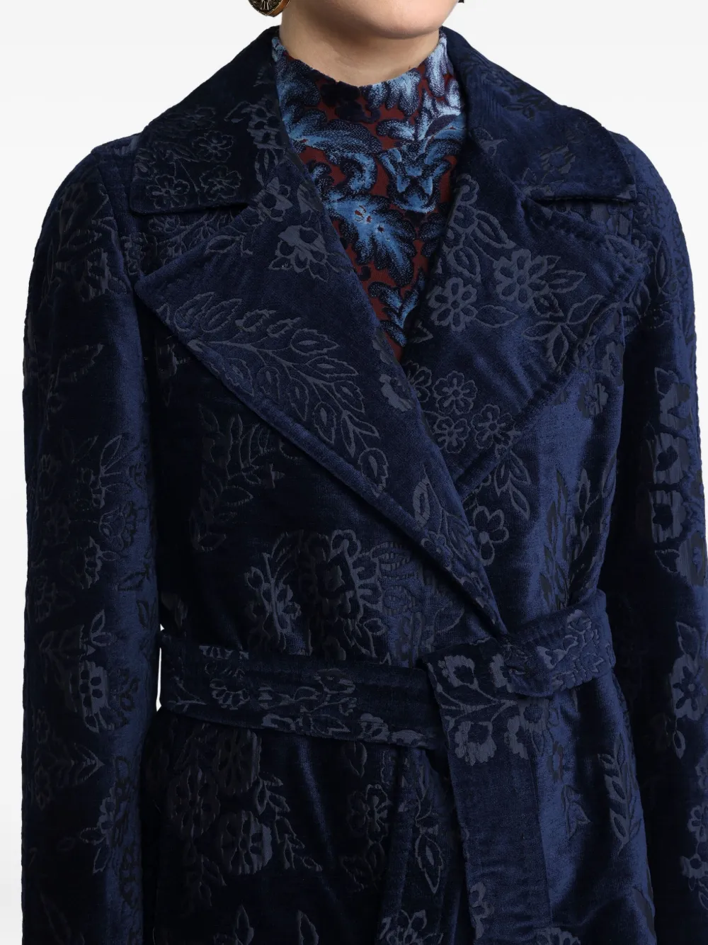 ETRO Chenille jas met bloemen jacquard Blauw